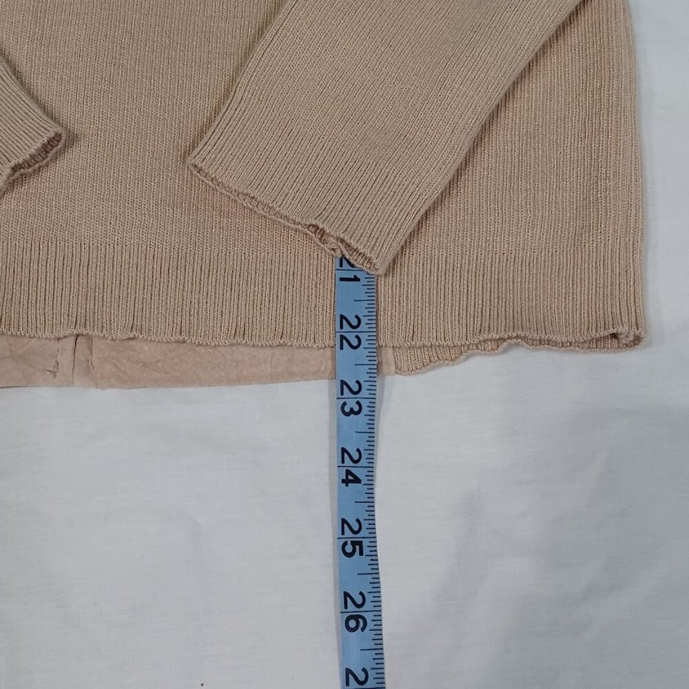 Coldwater Creek Jacket Womens Beige Petite Medium Suede Leather Knit Full Zip - Picture 5 of 10